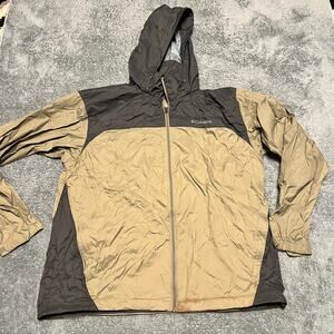 Columbia Jacket Mens XL Nylon Rain Coat Tan Brown ***